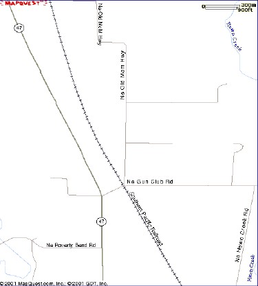 Map showing the Youngberg Farm, from MapQuest