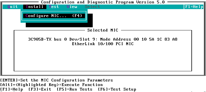 MPTS: 3C905 driver Edit screen, before