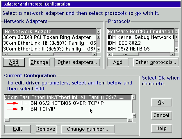 MPTS configuration of TCP/IP & TCPBEUI protocols