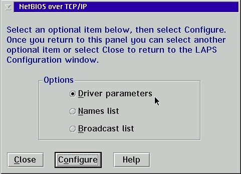 TCPBEUI: setting Driver parameters