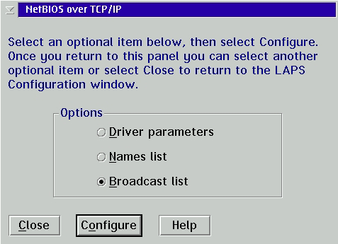 TCPBEUI Broadcast configuration