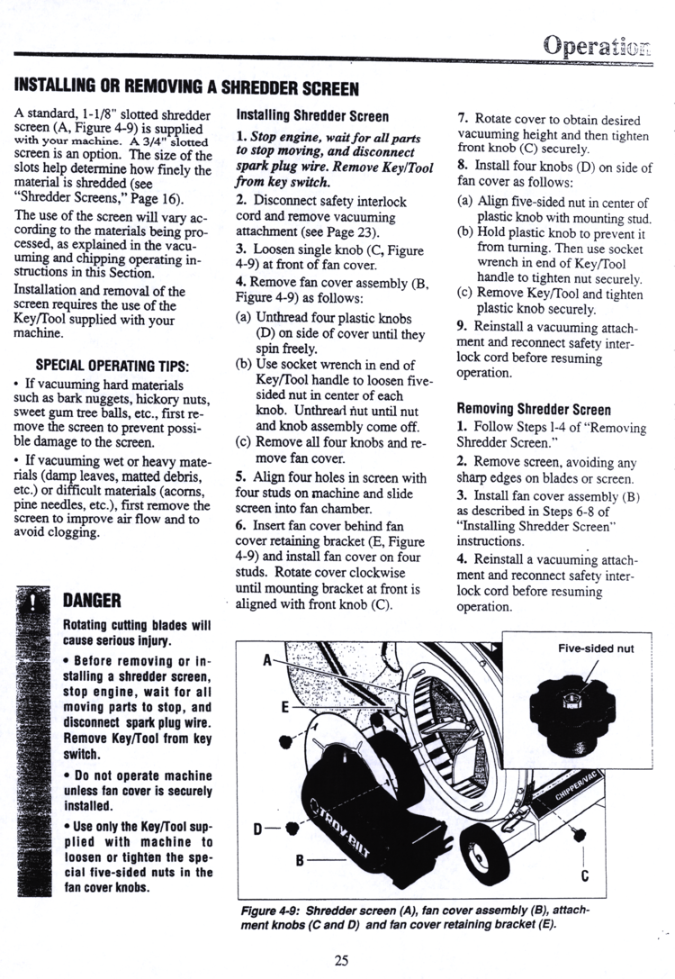 TroyBilt (GardenWay) Chipper/Vac Owner/Operator Manual, Models 47286